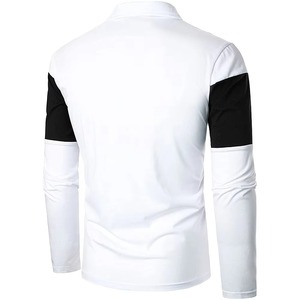 Camisa de Manga Corta para Hombre, Cuello Alto, Corte Regular, Oversize, con Detalles en Contraste, Bloques de Color Blanco y Negro, Tejido de Punto Informal - Product Image 1