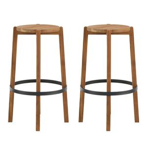 Modern <b>Wood</b> Backless Bar <b>Stool</b> 29" H with Black Foot Ring 2 Pack - Product Image 6