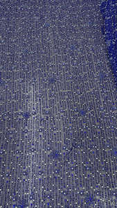 Tela de Tul Azul Rey con Cuentas, Pedrería y Lentejuelas, Material de Lujo Hecho a Mano para Vestidos de Kaftan, Bodas y Fiestas - Product Image 3