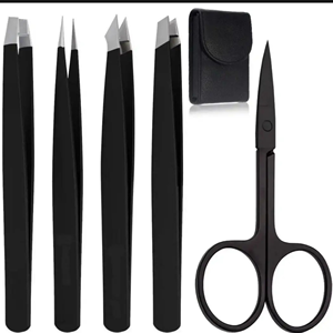 Pince à épiler professionnelle de haute qualité en acier inoxydable, à pointe inclinée, durable, légère, réutilisable, fabriquée à la main, avec une poignée confortable - Product Image 1