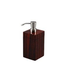 Ensemble de salle de bain en laque de qualité supérieure, design élégant en grain de bois foncé, ensemble de salle de bain en résine, distributeur de lotion, support décoratif - Product Image 2