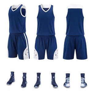 Custom Sublimated Blue Basketball Jersey Set Unisex Adult V-Neck Sleeveless Moisture Wicking All Seasons OEM Service - Product Image 4
