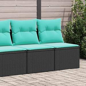 Ensemble de canapés de jardin de taille moyenne en rotin PE noir et acier thermolaqué avec tissu – pour la détente en extérieur - Product Image 1