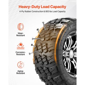 12\" 20x10 Black Aluminum Alloy Golf <b>Cart</b> <b>Wheels</b> Set 4 Compatible with Club Car EZGO Yamaha 4 P Agricultural Tractor Tires - Product Image 4