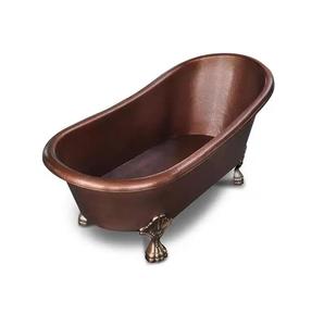 Baignoire autoportante en cuivre haut de gamme avec baignoire profonde faite à la main, finition martelée antique pour salles de bain de luxe à la maison et dans les villas - Product Image 6