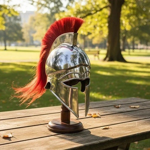 Casco Corintio Griego Tradicional Medieval de Acero Plateado con Grabado y Pulido para Recreación Histórica de Guerreros, Souvenir - Product Image 4