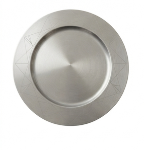 Assiettes de présentation géométriques gravées en métal, fourniture directe usine, pour la maison, les cafés et les cantines, finition argentée - Product Image 4
