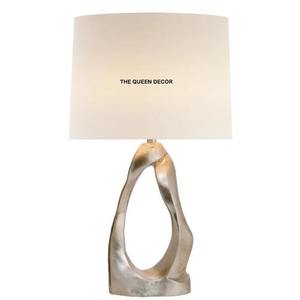 Metal Base Living Room Bedroom <b>Bedside</b> Corridor <b>Table</b> Lamp Decoration Home Stone Fabric Desk Light Modern Natural - Product Image 6