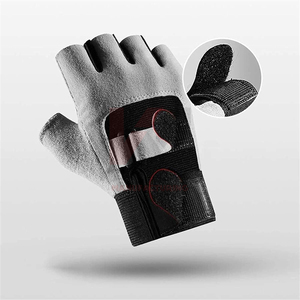 Unisex <b>Half</b> Finger PU Leather Fitness Gloves Non <b>Slip</b> Adjustable Wrist Strap Gym Workout Training Grip Gloves training grip - Product Image 2