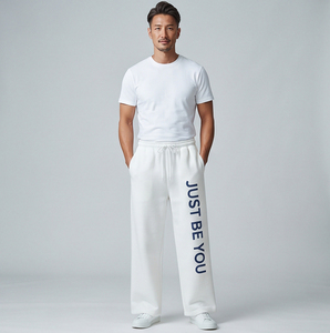 Men Loose Fit Sweat Wide Leg <b>Pants</b> Casual 100% Cotton <b>Fleece</b> Mid Drawstring Waist Oversize Loose Fit Winter Wear Sweat <b>Pants</b> - Product Image 3