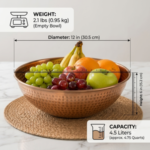 Bol en cuivre pur martelé à la main, bol de service et de mélange pour la cuisine, bol décoratif en métal, vaisselle en cuivre faite à la main, fournisseur en gros - Product Image 5