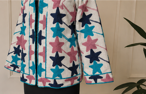 Premium 100% Cotton Suzani <b>Jacket</b> for Women Handmade Colorful <b>Star</b> Embroidery Bohemian Designer Coat Wholesale Supplier - Product Image 5