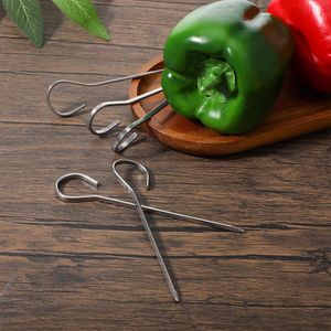 Set di 12 Mini Spiedini Piatti in Acciaio Inox da 4,75 Pollici, Riutilizzabili, Stile Gancio, Utensili per Barbecue in Metallo - Product Image 3