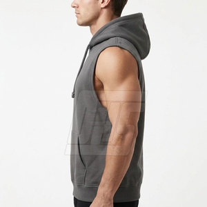 Stylish <b>Men</b> <b>Sleeveless</b> Hoodies Lightweight Custom Hooded <b>Pullover</b> For Fitness Gym Training Outdoor Casual Sportswear - Product Image 5