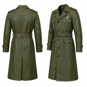 Abrigo Táctico de Cuero Genuino para Hombre |   Negro oliva tostado |   Fabricante OEM ODM |   Diseño de Calidad Premium |   Ropa de Cuero | - Product Image 3