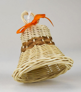 Special <b>Offer</b> Artisan <b>Christmas</b> Decorations, Beige Rattan Grass Hanging Bell Sculpture with Bow Art - Product Image 4