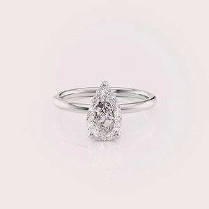 Anillo de Compromiso con Diamante Cultivado en Laboratorio con Certificación IGI, Corte Pera, Oro Rosa/Blanco/Amarillo de 14K, Chapado en Rodio, Anillo Solitario Clásico - Product Image 1
