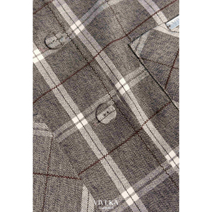 Chaqueta Elegante a Cuadros para Mujer, con Cuello en Contraste Desmontable, Manga Larga, Estilo Shacket, Otoño Invierno, Diseño Personalizado SELENE - Product Image 6