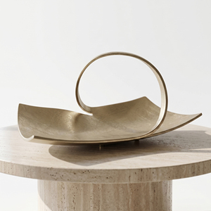 Bandeja de servir moderna con base dorada, elegante diseño en espiral, forma rectangular, bandeja para frutas, para decoración de hogar de lujo y centros de mesa. - Product Image 1