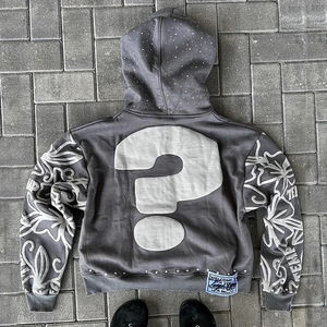 Sudadera con capucha extragrande de alta calidad unisex con logo personalizado, fabricante de sudaderas de algodón personalizadas para hombre, impresión en relieve de alta calidad. - Product Image 2