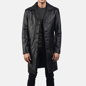 Manteau d'hiver pour homme en cuir véritable, imperméable, respirant, écologique, coupe ajustée, style trench-coat en laine, crocheté, vente en gros - Product Image 1