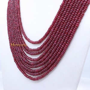 Perles de pierres précieuses en rubis rouge naturel facettées en forme de rondelle, 9 rangs, non traitées, non chauffées, pour la création de bijoux. - Product Image 1