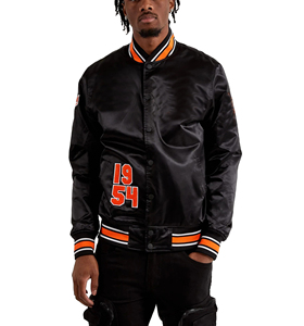 Custom <b>Men's</b> Winter Satin <b>Jacket</b> Stand Collar Front Logo Custom <b>Men</b> Satin <b>Jackets</b> Latest Design <b>Men</b> Satin <b>Jackets</b> - Product Image 1