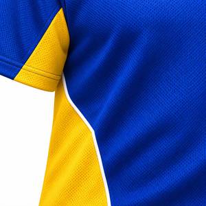 Camiseta Deportiva Bfit para Hombre, de Manga Corta, Secado Rápido, con Bloques de Color Azul y Amarillo, Cuello Redondo, Tejido de Poliéster, Corte Regular - Product Image 3