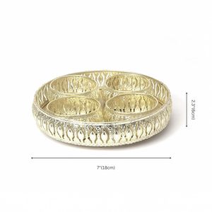 Beautiful Golden Metal <b>Serving</b> <b>Tray</b> Rounded Laser Cutting <b>Large</b> Fruits Platter With Matching Handles - Product Image 4