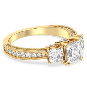 REYES – bague en Moissanite de haute qualité pour femmes, coupe princesse, 2.41 carats, en argent sterling 925 plaqué or jaune, bijoux fins - Product Image 3
