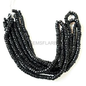 Cuentas Heishi de ónix negro natural, cuentas lisas de ónix negro de 6 mm, cuentas planas de ónix negro, cuentas de piedras preciosas negras para la fabricación de joyas - Product Image 2