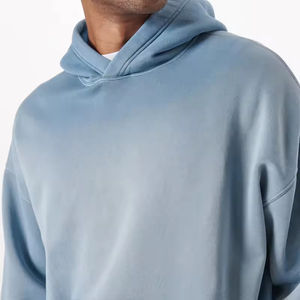 High Quality 400 Gsm <b>Sun</b> Faded Hoodie Distressed Streetwear with Embroidered Stones Oversized Acid Washed Cotton for Winter - Product Image 3