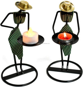 Bougeoir Design Exclusif Chandelier Candélabre à 6 Piliers Supports en Métal à Plaque Noire pour Ornements de Dîner de Pièce Maîtresse - Product Image 5