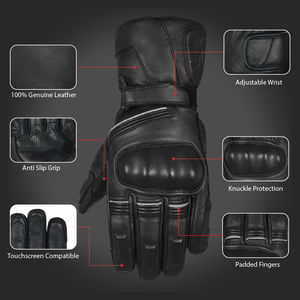 Guantes de Motocicleta de Invierno de Cuero Genuino Personalizados OEM, Guantes de Motociclista con Protección de Nudillos Duros - Product Image 3
