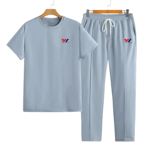 Conjunto de Camiseta y Pantalones Deportivos de Algodón para Hombre, Color Sólido, Ropa Casual de Verano, Conjunto Deportivo con Cordón, Ropa Deportiva y Cómoda para el Hogar - Product Image 3