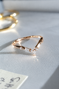 Bague de mariage tendance en or rose plaqué, sertie de diamants de laboratoire taille marquise et baguette, bijoux de mariage Shivay Star Diamond - Product Image 2