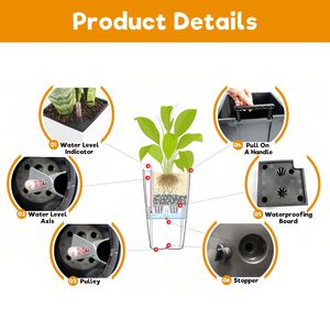 Set 2 Tall Faux Rattan Planters Smart Indoor Outdoor <b>Large</b> Water Level Monitor <b>Pots</b> Automatic Flooding Watering Feature Inner - Product Image 5