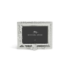 Cadre photo rectangulaire en acier inoxydable argenté brillant, texturé martelé, aspect attrayant, luxe, décoration de table, décoration d'intérieur - Product Image 1