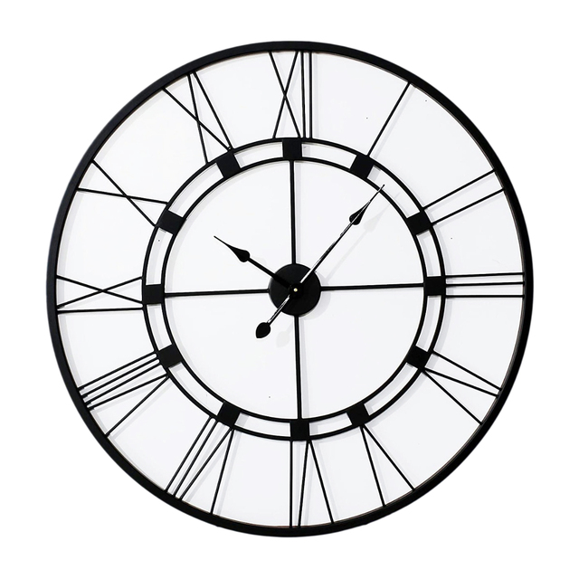 Best Selling Mechanical Vintage Industrial Design Wall Clock for Living Room Home Office Wall Decor Large Metal Wooden Combo