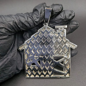 Colgante Personalizado de Plata de Ley 925 con Forma de Casa para Hombre, con Incrustaciones de Moissanita VVS, Estilo Hip Hop, Certificado IGI - Product Image 2