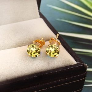 Pendientes de Zafiro Amarillo, Plata de Ley 925, Chapados en Oro de 14K, Piedras Preciosas de Ceilán, Joyería Fina para Mujer - Product Image 5