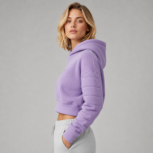 Hot Selling <b>Women's</b> Cropped <b>Hoodie</b> Custom Logo <b>Soft</b> Cotton Fleece Warm Breathable Pullover Casual Wear <b>Women</b> Cropped <b>Hoodie</b> - Product Image 4