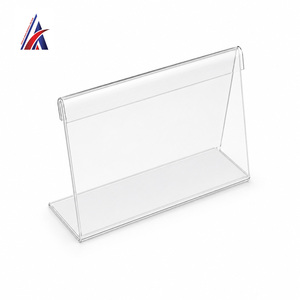 Support magnétique en acrylique moderne de qualité supérieure en forme de L, pour étiquettes de prix, incliné, transparent, pour table ou comptoir, 90x65mm, lot de 50 pièces - Product Image 5