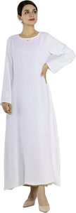 Abaya Modeste pour Femme, Robe Longue à Manches Longues et Col Rond, Couleur Unie, Respirante, Coupe Ample, Style Moyen-Orient, Tenue de Prière - Product Image 3
