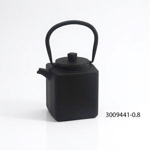 infusion tea <b>pot</b> Japanese Style Enamel Coated Square Tea <b>Pot</b> Black Handle Kettle for Electric Stove - Product Image 1