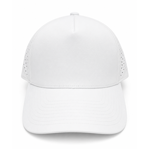 Casquette de golf respirante à 5 panneaux, blanche, avec visière incurvée, fermeture snapback, unisexe, décontractée, pour les activités de plein air printemps-été - Product Image 1