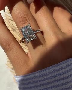 Custom 5 Ctw Emerald Cut Lab Grown Diamond Engagement <b>Ring</b> 10K 14K 18K Solid Gold Prong <b>Solitaire</b> Jewelry Manufacturer Wholesale - Product Image 2