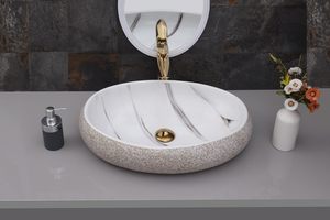 Luxury Designer White Marble Countertop Sink Wash <b>Basin</b>-Durable & Eco-Friendly for Home Restaurant Hotel Use - Product Image 4