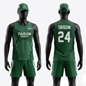 Conjunto Deportivo para Hombre, 150 GSM, Malla de Poliéster Premium, Camiseta Deportiva Verde, Pantalones Cortos con Paneles Laterales, Diseño con Logotipo Personalizado, Uniforme para Correr - Product Image 1