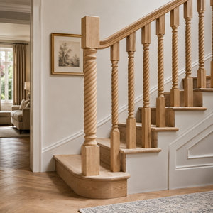 Poste de Escalera de Madera Sólida TP005, 3.5x3.5x35.5 Pulgadas, Poste de Escalera Retorcido para Escaleras, Diseño Moderno, Aplicación en Hoteles y Villas - Product Image 5